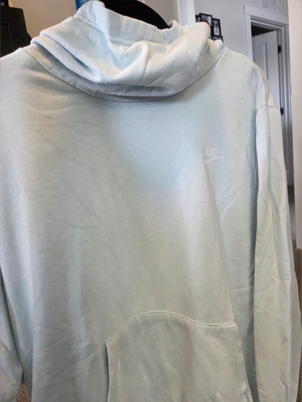 Nike Womens Light Blue Hoodie - Soft Pullover with Kangaroo Pocket
